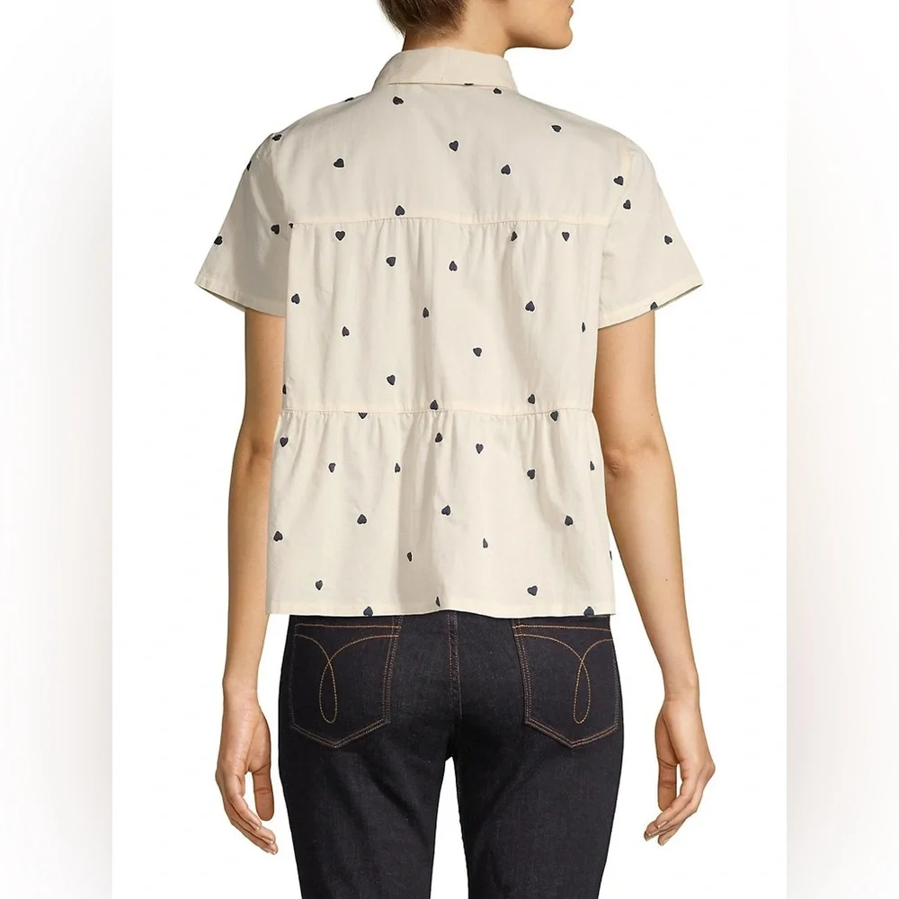 Madewell Seamed Heart Print Button-Down Shirt - Picture 2 of 2
